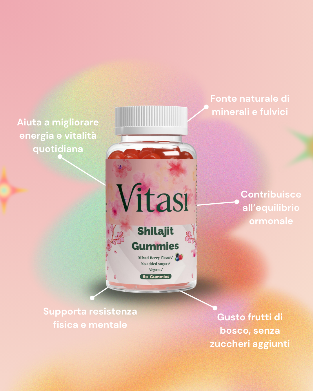Premium Shilajit Gummies + Vitamin C,B6, B12 - 60 pcs
