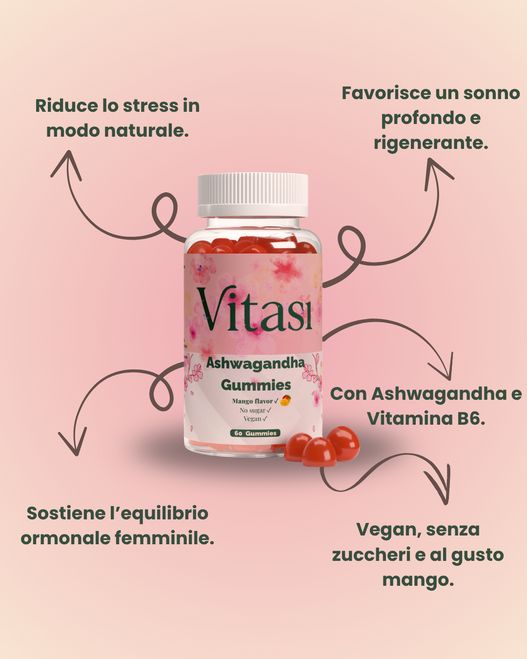 Premium Ashwagandha + Vitamin B6 Gummies - 60 pcs.